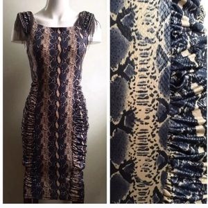 TOV Holy G Inc Sz 42 Large Blue Snakeskin Dress